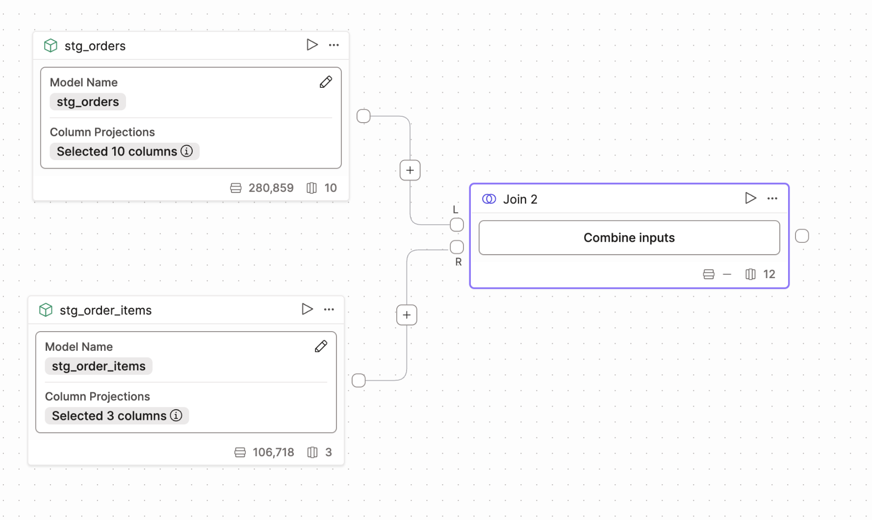 The join is connected to two model operators.
